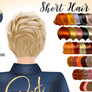 Clipart de coiffures, famille personnalisée, coupe de cheveux courte, cheveux de femme, coupe de cheveux courte, meilleurs amis Clipart