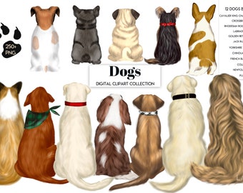 Imágenes prediseñadas de perros, retrato de bricolaje, retrato de mascotas, espalda de perros. Ideas de regalos, personalizables, diseño de sublimación PNG, regalo para amantes de los perros.