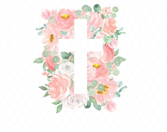 Archivo PNG de la Cruz Floral, Cruz de Pascua, Sublimación bíblica, Cruz religiosa, Descarga, Descarga instantánea, Cruz de Pascua, Flores rosas ruborizadas.