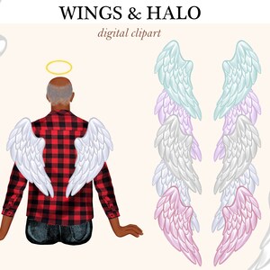 Alas de ángel, Retrato después de la vida, Retrato personalizado, Halo, Religioso, Alas de ángel, Clipart del cielo, Uso comercial
