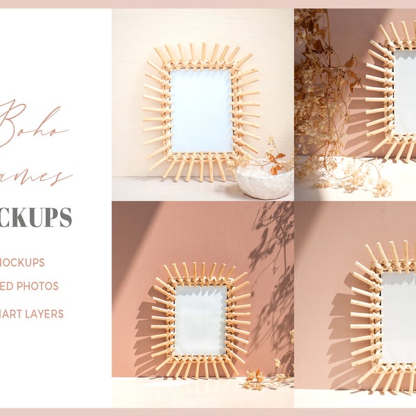 Boho Frame Mockup Bundle | Mock Up Minimalist | Wedding Mockup | Digital Frame, Frame Mockup Set, Earth color palette
