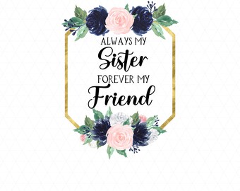 Hermana Sublimación PNG Archivo, Citas Hermanas, Hermana Cumpleaños, Sublimación Descargar, Descarga Instantánea, Impresión y Corte, Diseño de Sublimación, Oro