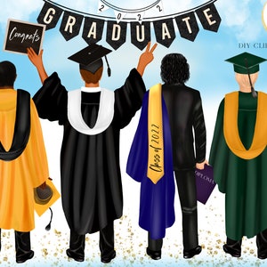 Clipart de graduación, Graduación de estudiantes, Retrato de bricolaje, Sombrero de graduaciones, Imágenes prediseñadas escolares, Ideas de regalos, Taza personalizable, Diseño de sublimación PNG