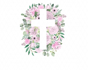 Cruz Floral Archivo PNG, Cruz de Pascua, Sublimación bíblica, Cruz religiosa, Descarga de sublimación, Descarga instantánea, Cruz de Pascua, Flores malvas