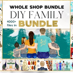 DIY Family BUNDLE Clipart. Portrait Creator 4000 files in 1. Custom Family Portrait, Gift Ideas, Customizable, Sublimation Design PNG