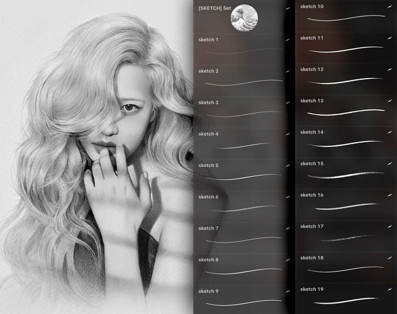 205 Pencil Brushes Digital Product Best Pencil Brushes Drawing Set for