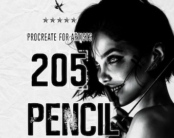 205 pinceles de lápiz para Procreate: boceto, textura y sombreado (conjunto de pinceles)