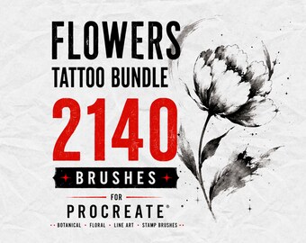Flowers Procreate Tattoo Stamps Brush Bundl
