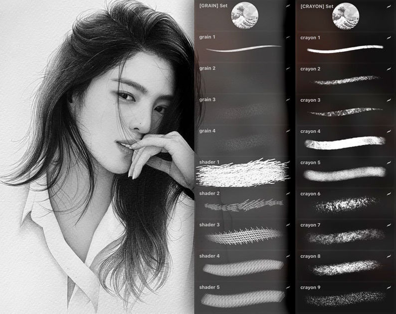 205 Pencil Brushes Digital Product Best Pencil Brushes Drawing Set for