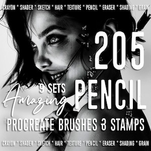 205 Bleistift Pinsel | Beste Procreate Bleistiftpinsel | Zeichen Set für iPad | skizzieren zeichnen lackieren skizzieren bündel real - BLEISTIFT SET