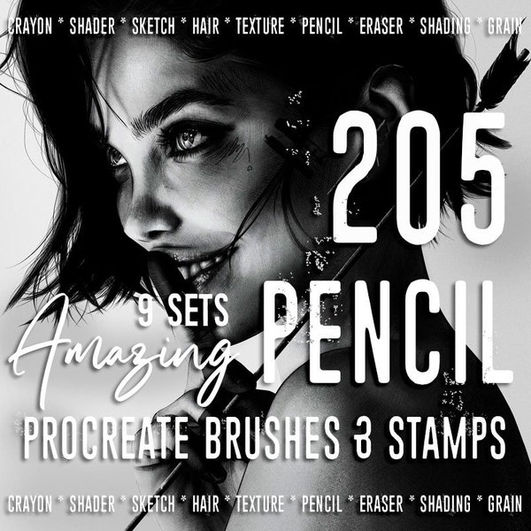 Pencil Brushes | 205 Best Procreate Pencil Brushes | Drawing Set for iPad | sketching draw paint sketch procreate bundle real - PENCIL SET