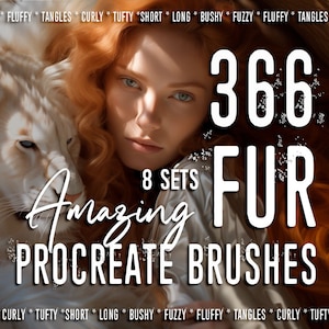 Procreate Fur Brushes | 366 Best Procreate Furry Brushes | Drawing Set for iPad | furry pet portrait hair animal fur texture - FUR SET