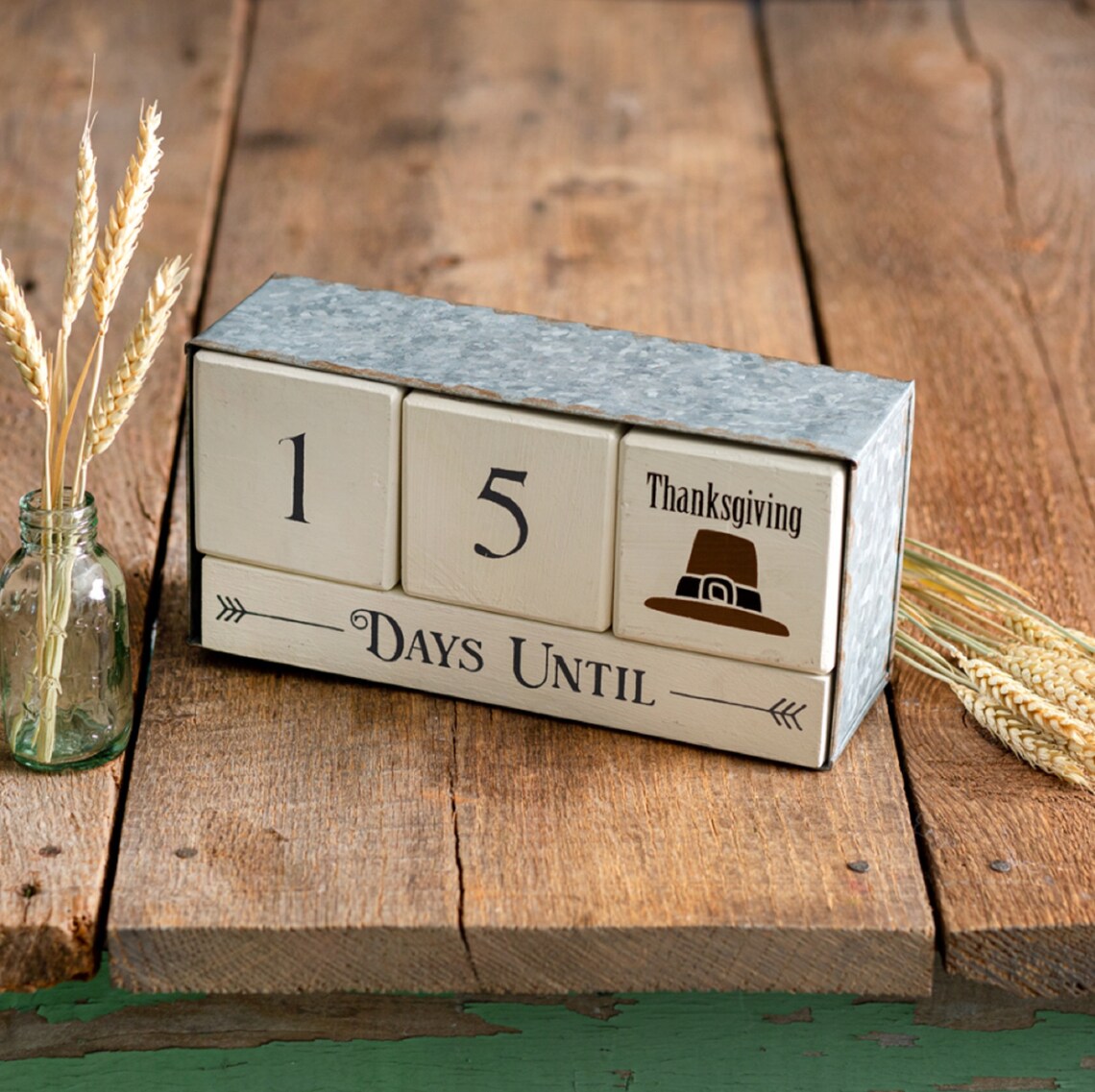 Wooden Block Calendar With Metal Box Countdown Calendar Etsy