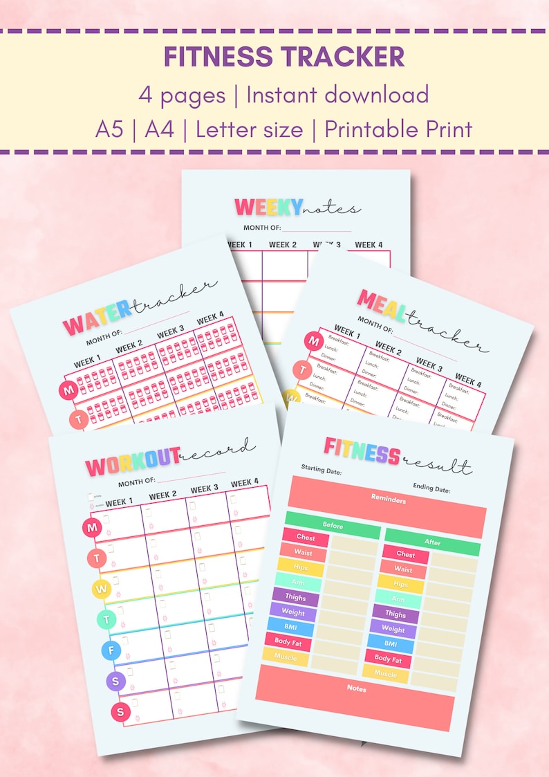 Printable Weekly Habit Tracker A4 Document Fitness Planner Etsy