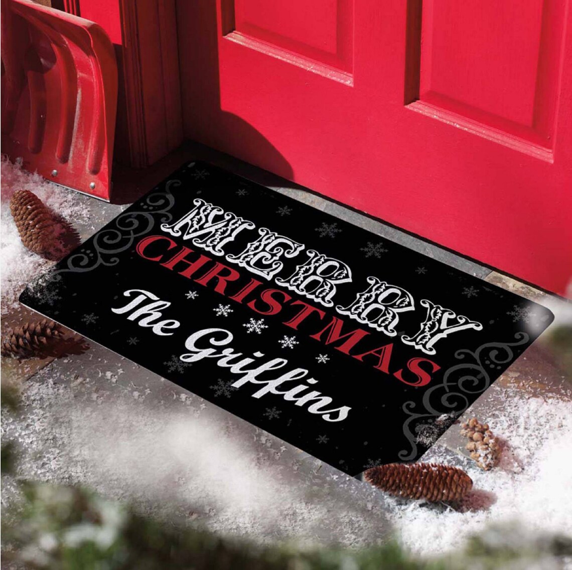Personalized Merry Christmas Doormat 24 x 36 Customized Etsy