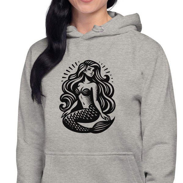 Mermaid Hoodie | Minimalist Mermaid Design Sweatshirt | Sea Creature Pullover | Ocean Lover Gift