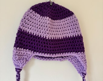 Children’s baby handmade crochet striped  winter woolly hat size approximately 6–12months