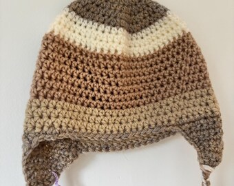 Children’s baby handmade crochet striped  winter woolly hat size approximately 1-2 years