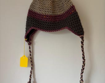 Children’s handmade crochet striped  winter woolly hat size small child approximately 2-4 years