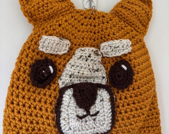 Handmade Crochet Dog Hat, Children's Woolly Winter Beanie (4-5 Years)