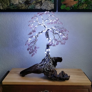 SAKURA TREE* Big wire bonsai on beautiful root, 47cm high *Lit original decoration* A great gift