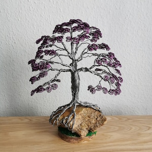 Violet lit lucky tree * Lit wire tree of life * Great decoration * Anniversary gift* Handmade wire tree