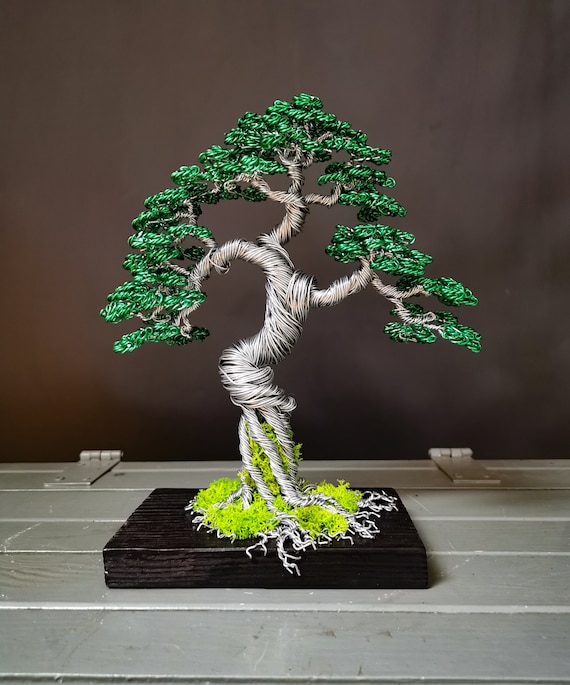 Bonsi verde, 24cm, decoracin nica hecha a mano - Etsy Espaa