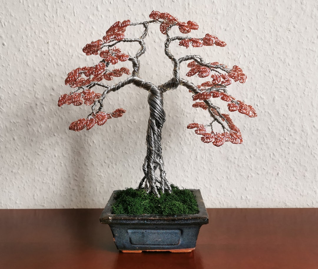 Lit Amazing Bonsai Wire Tree With Copper Leafs * Great Decoration and ...