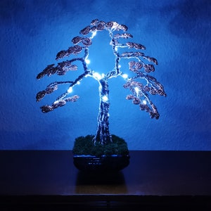 Árbol de alambre iluminado con hojas de cobre, un regalo perfecto para el día de Navidad, decoración artística extravagante para el hogar.