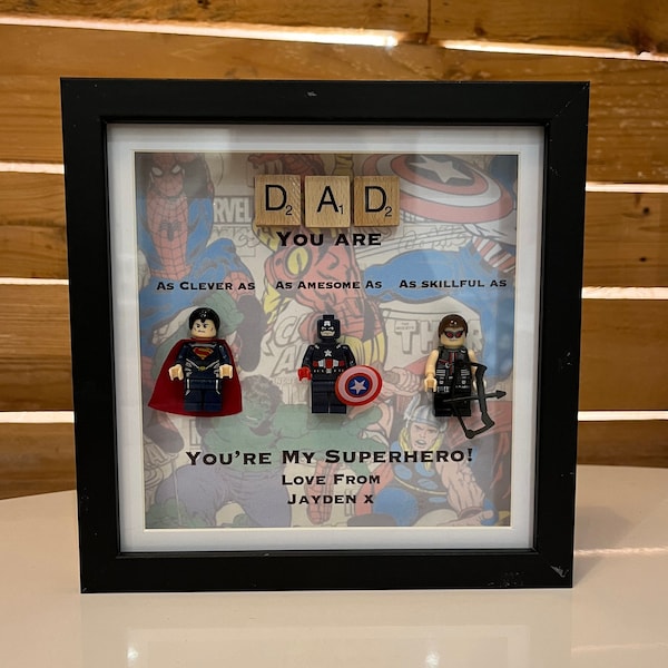 Personalised Superhero Frame, Father's Day, Gift For Him, Gift for Daddy, Dad