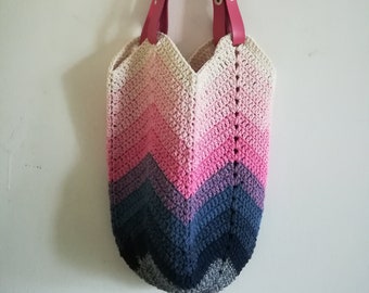 Galaxy Colour Crochet Zigzag Bag - Handmade Rainbow Crochet Handmade Shoulder Bag - Womens Street and Shopping Bag
