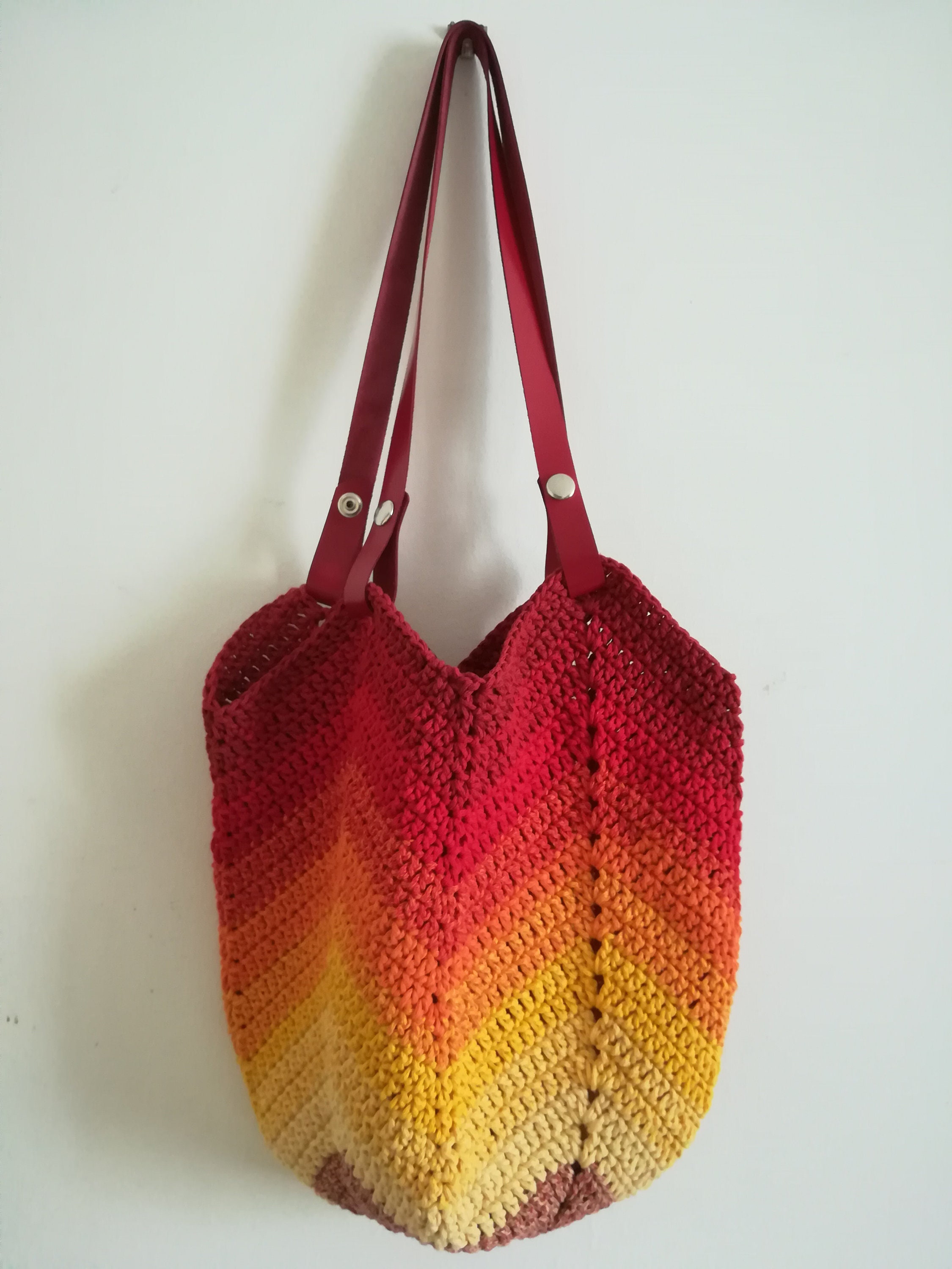 Volcano Colour Crochet Zigzag Bag Handmade Rainbow Crochet Handmade