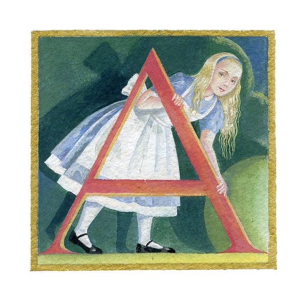 Original Alphabet Painting, A is for Alice (in Wonderland).