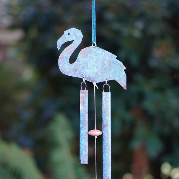 Copper Flamingo  Wind Chime, Tropical Garden Bird Wind Chime, Wedding, Mother's Day gift , retro,  beach, garden , patio, coast decor