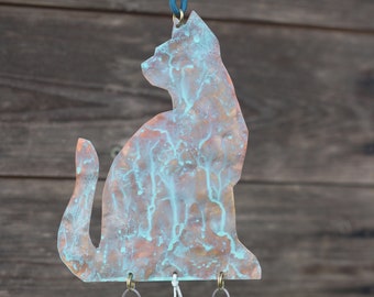 Copper Cat Wind Chime- Outdoor Garden Wind Chime- Pet Memorial Windchime- Mother's Day Gift for Mom- Gift for her