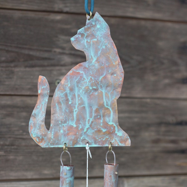 Copper Cat Wind Chime- Outdoor Garden Wind Chime- Pet Memorial Windchime- Mother's Day Gift for Mom- Gift for her