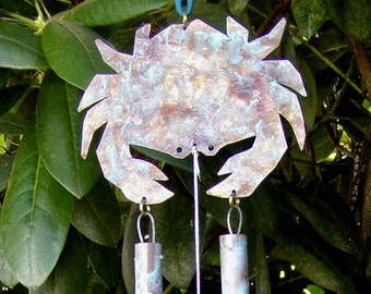 Copper Coast Crab Wind Chime- Beach Theme  Outdoor Garden  Wind Chime- Memorial Windchime- Engagement Gift for Couples