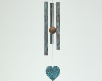 Copper Heart Windchime / Wind Chime / Garden Outdoor Wind chimes / Wedding, Christmas, Memorial Gift / Copper Anniversary / Entryway Decor
