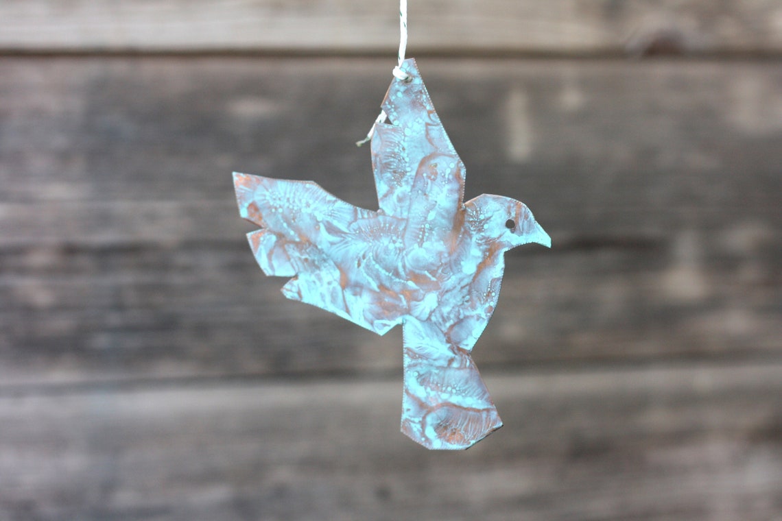 Copper Wind Chime/ Green Metal Patina Bird Windchime / Dove | Etsy