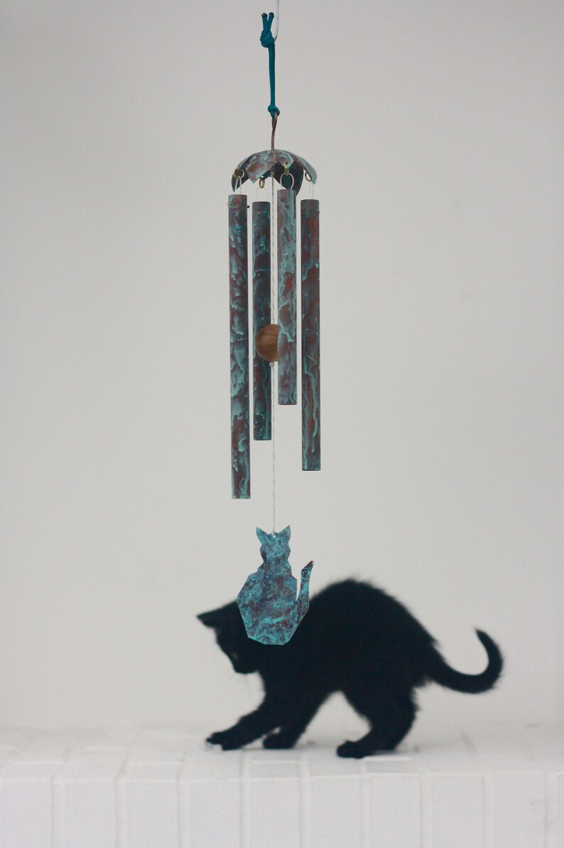 Wind Chime / Cat Windchime / Copper Garden Wind Chime for Etsy