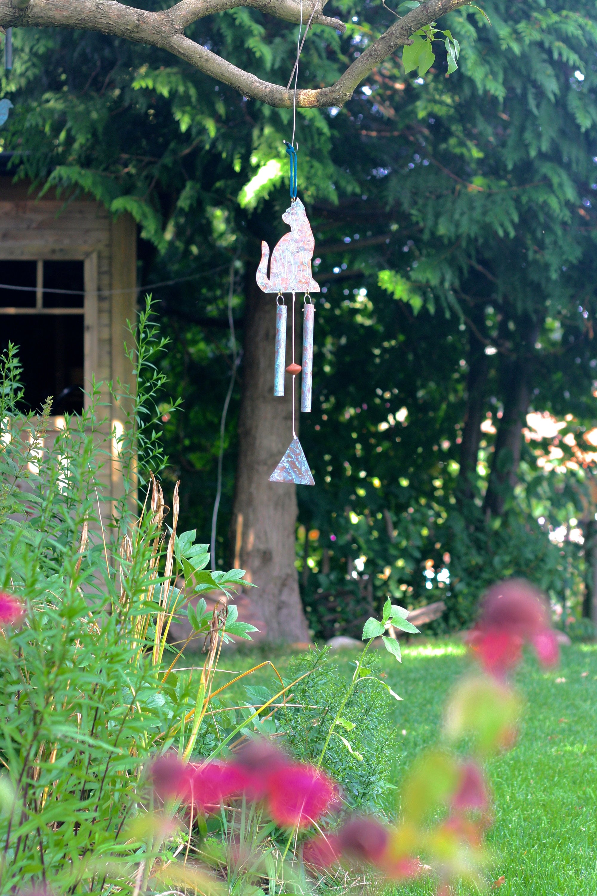 Carillon éolien Avec Un Grand Chat Bleu - Carillons Eoliens