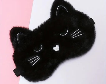 Nieuw pluche oogmasker slapen verduisterend, grappig kattenpatroon schattig slaapmasker, dames mannen reizen draagbare blinddoekhoes, om gemakkelijk te slapen