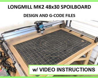 Longmill MK2 30x48 CNC Router Spoilboard Design File and G-code Files, CRV DXF, sienci Labs MK2 Waste Board Design