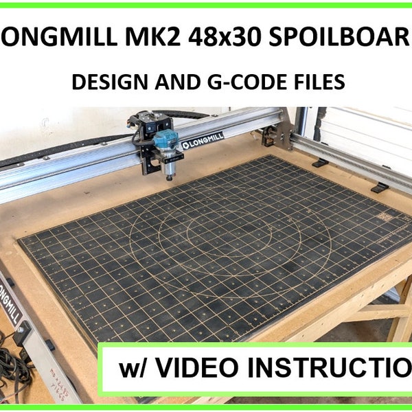 Longmill MK2 30x48 CNC Router Spoilboard Design File and G-code Files, CRV DXF, sienci Labs MK2 Waste Board Design