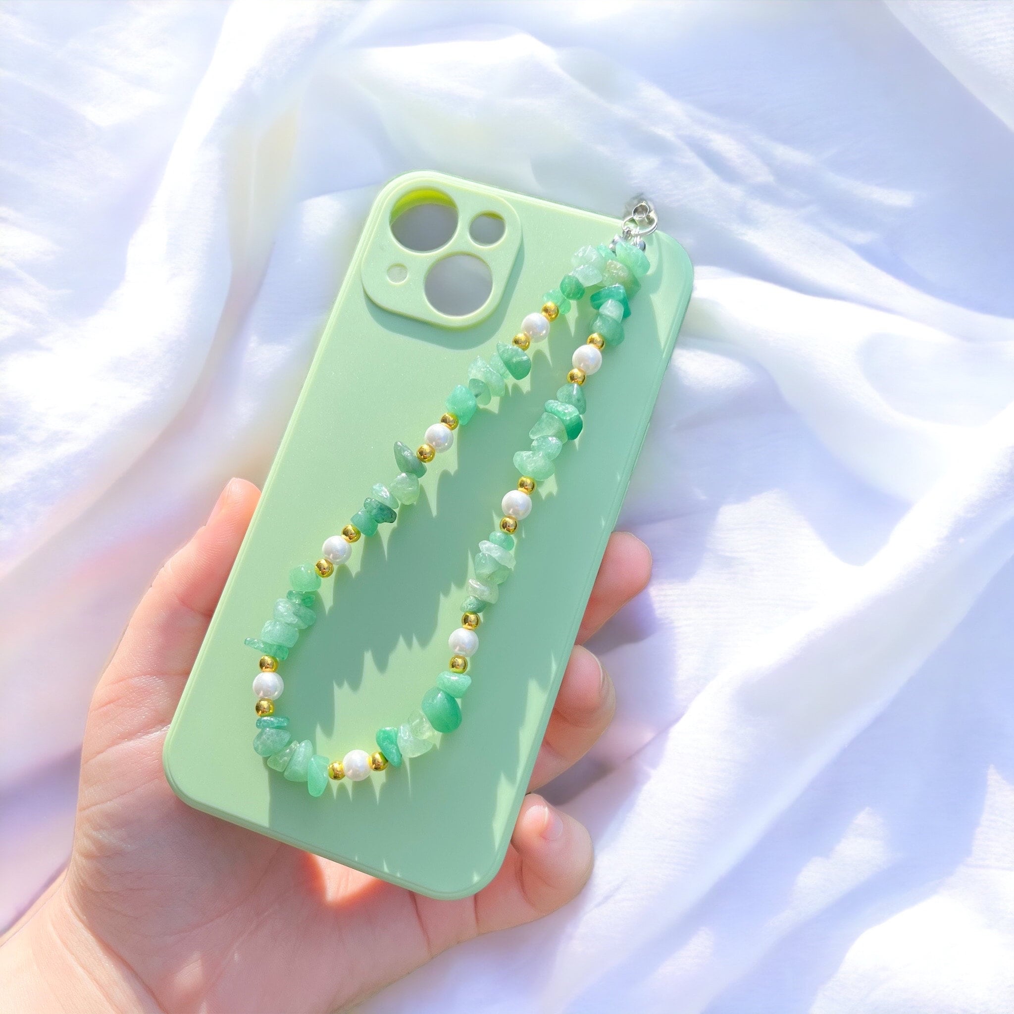 Crystal Glass Phone Charm Emerald Green Kendall Jenner wristlet Phone Strap  green iPhone 15 Phone Accessory iPhone 15 Y2K Trend 