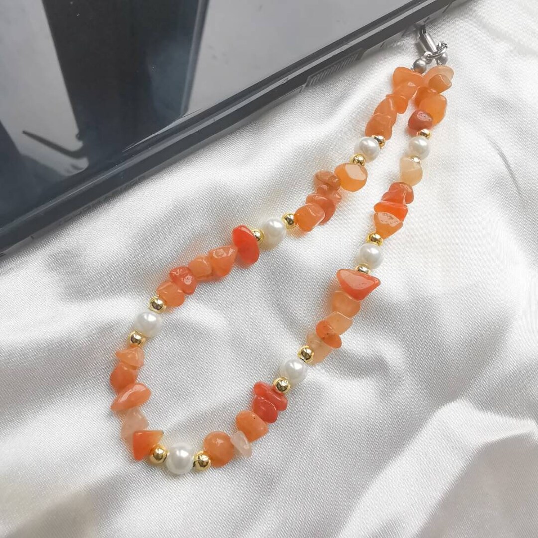 Chunky krystal armbånd - Orange aventurine main image 1