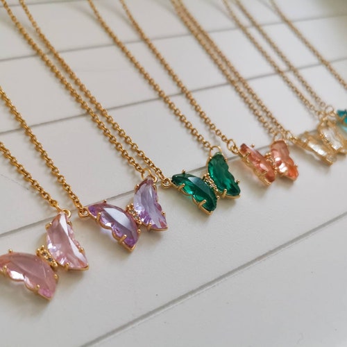 Amethyst Butterfly Necklace Sterling Silver Butterfly Etsy