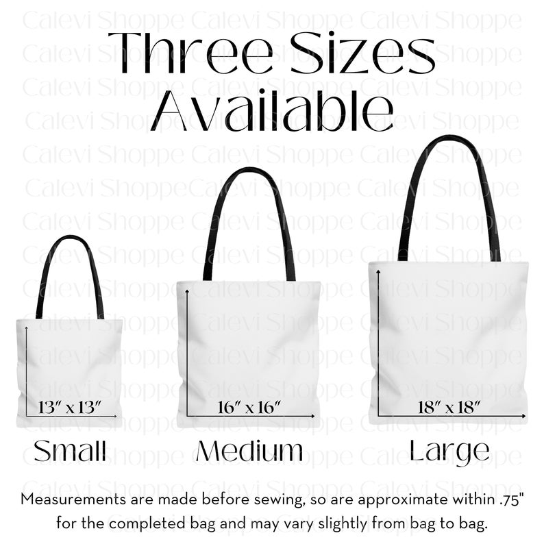 AOP Tote Bag Size Chart Tote Bag Size Guide Size Chart for Etsy