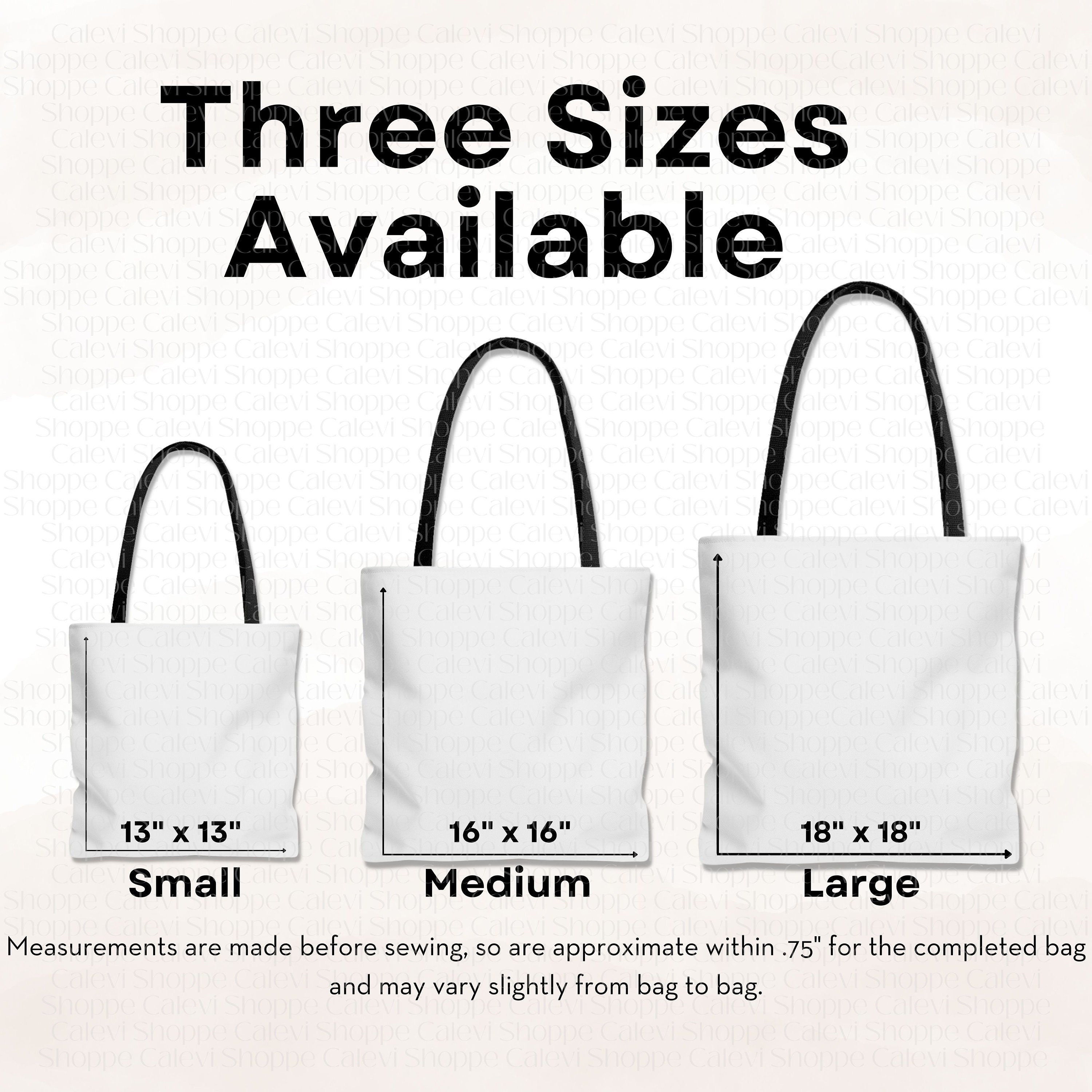 AOP Tote Bag Size Chart Tote Bag Size Guide Size Chart for - Etsy