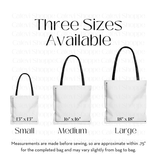 AOP Tote Bag Size Chart Tote Bag Size Guide Size Chart for - Etsy Canada